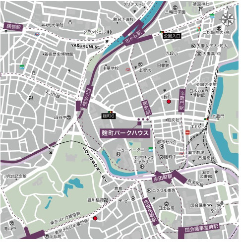 【地図】 | ★仲介手数料半額★麹町パークハウス（麹町駅から徒歩2分の立地にあるランドマーク型分譲マンション）