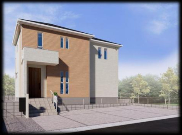 【外観パース】 | 坂東市辺田　新築戸建　3号棟 | 小学校まで徒歩9分！お子様の通学も安心です♪