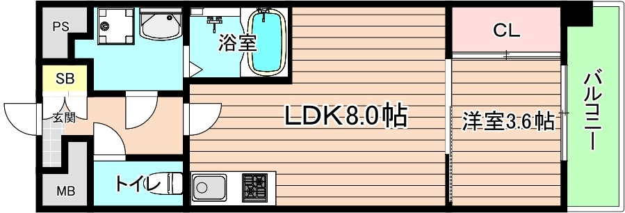 大阪市城東区中浜２丁目の賃貸マンションの間取り