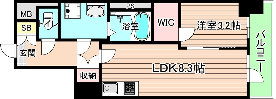 大阪市城東区中浜２丁目の賃貸マンションの間取り