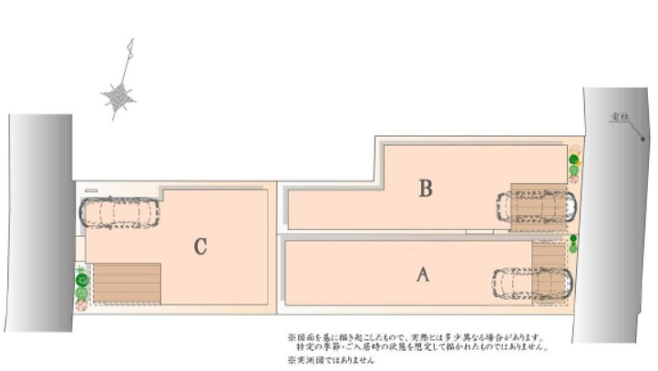 目黒区上目黒　完成新築戸建A号棟の区画図