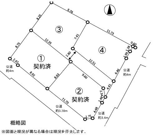 茅ヶ崎市南湖　売地　全４区画の土地図|対象地は3号地です。