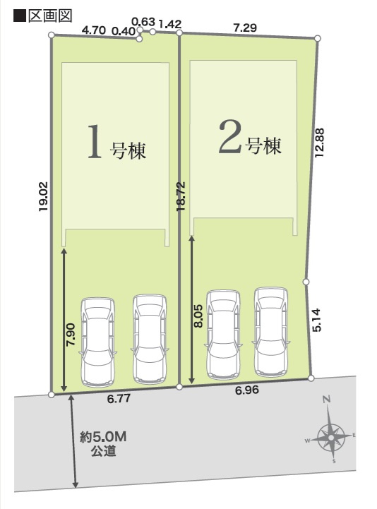 あきる野市二宮全２棟　新築分譲の区画図|南道路に面した日当たりの良い新築分譲です！