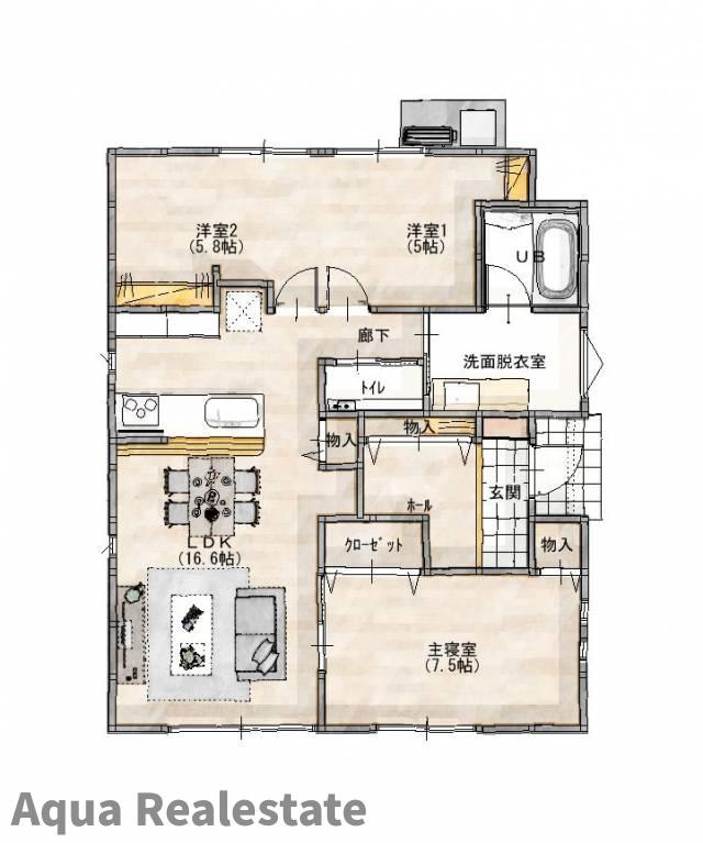 高松市仏生山町　モデルハウスの間取り