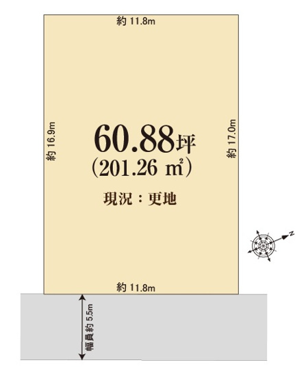 【土地図】 | ライフフィールドさつき野西1丁目 | 【ライフフィールドさつき野西1丁目】約60.88坪の整形地！東向き！現況更地！建築条件はございません！お好きなハウスメーカーで建築OK！