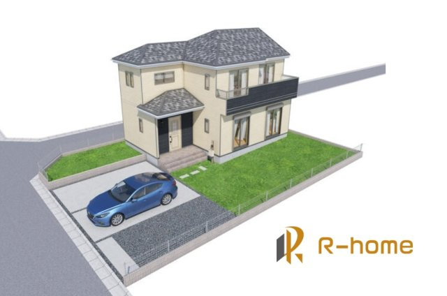 ひたちなか市津田1期　新築戸建て　1号棟の外観パース|2025年6月完成予定！近隣の同仕様完成物件をご見学いただけます♪