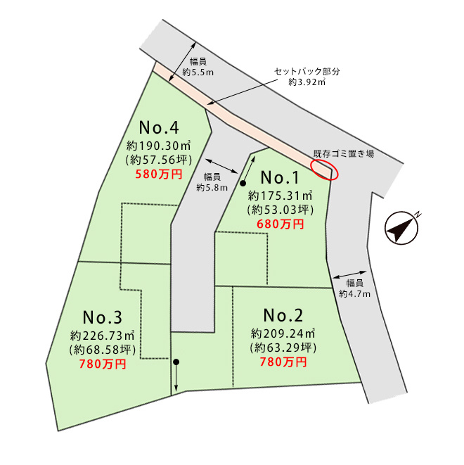 東金市東金B区／建築条件付き土地の区画図
