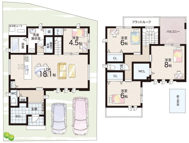 貝塚市水間　新築一戸建ての間取り