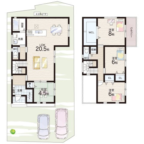貝塚市水間　新築一戸建ての間取り|5号地