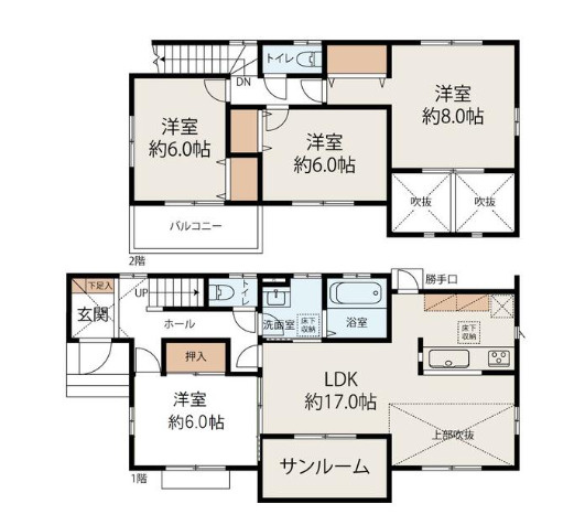 売中古戸建　中央区遠州浜三丁目の間取り