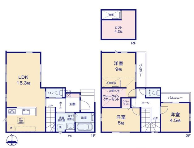 【内覧動画公開中！】三鷹市大沢５丁目 京王線 西調布駅 新築戸建ての間取り