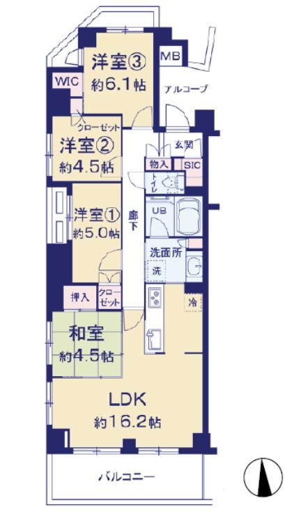 ＴＨＥパームス三鷹ビバーチェの間取り