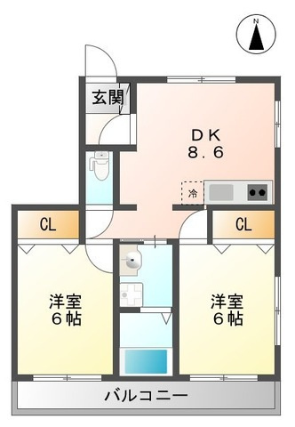 熊本市南区日吉２丁目のアパートの間取り