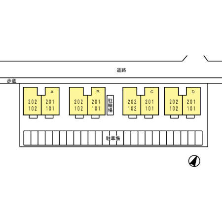 ﾌﾚｼｭｰﾙ・ﾄﾞｩ・ｱﾋﾞﾀｼｵﾝ　Ｄ棟の区画図