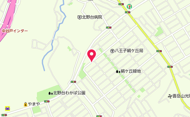 祝：成約済み　八王子市　絹ケ丘　新築戸建て　１０期の地図|～仲介手数料無料☆八王子ひなた不動産～　八王子市絹ケ丘　新築戸建て