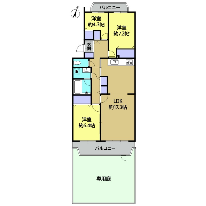 子育て世帯にも嬉しい広さ！専用庭も広々としているので、小さなお子様を遊ばせることもできます！