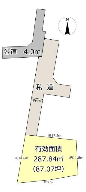 水戸市渡里町の売地の区画図|地形図等