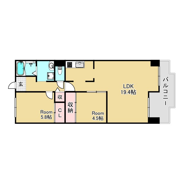 神戸市兵庫区西出町１丁目の賃貸マンションの間取り