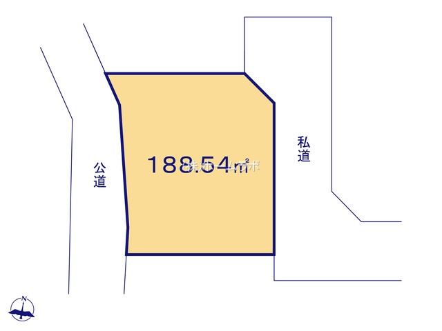 【土地】坂戸市西坂戸４丁目建築条件無し売地Cの土地図|土地図