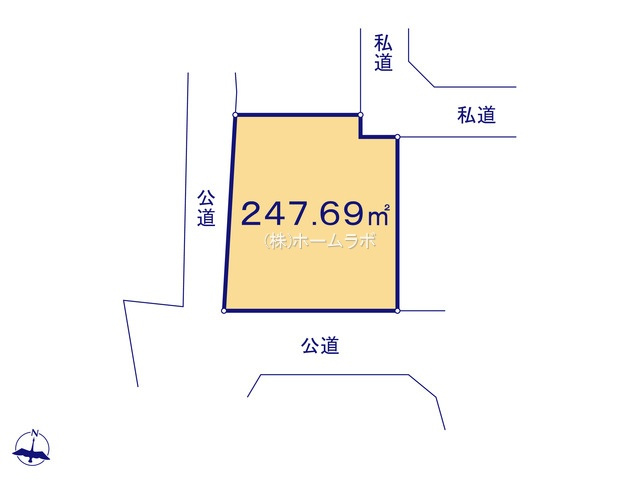 【土地】坂戸市西坂戸４丁目建築条件無し売地Bの土地図|土地図