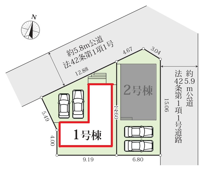 グラファーレみよし市三好町6期　全2棟　新築戸建の区画図