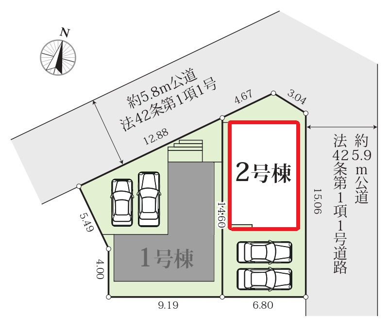 グラファーレみよし市三好町6期　全2棟　新築戸建の区画図