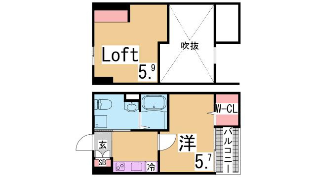 神戸市長田区野田町９丁目のアパートの間取り