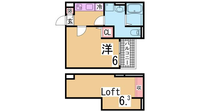 神戸市須磨区中島町３丁目のアパートの間取り