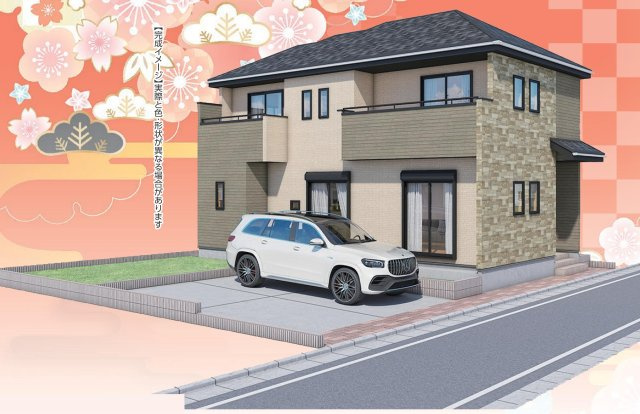 三郷市鷹野1丁目　新築戸建　全1棟の外観パース|TX「三郷中央」駅バス7分『大正橋』停歩5分・2025年7月完成予定