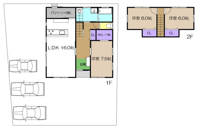 【土地図＋建物プラン例】 | 建築条件付き宅地　高知市八反町（一括プラン） （土地のみの販売は坪単価３2万） | プランです