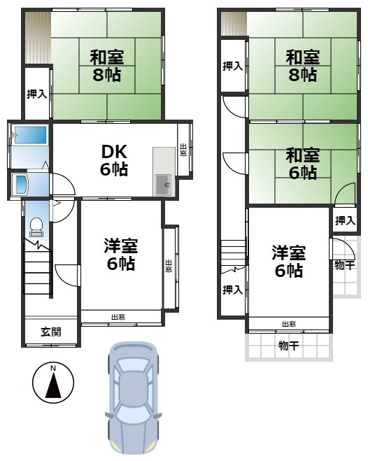 衣笠西開キ町 中古戸建の間取り