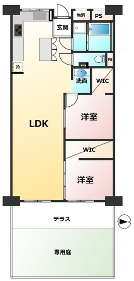【間取り】 | ローレルハイツ南福岡2号棟