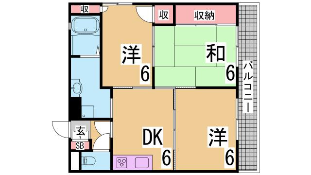 神戸市兵庫区上沢通７丁目の賃貸マンションの間取り