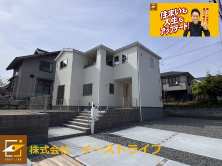 【新築戸建】　いわき市洋向台3丁目1期の外観|1号棟写真　土地面積が90坪以上と広い敷地が魅力です