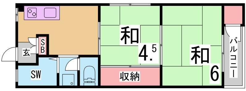 神戸市兵庫区荒田町１丁目の賃貸マンションの間取り