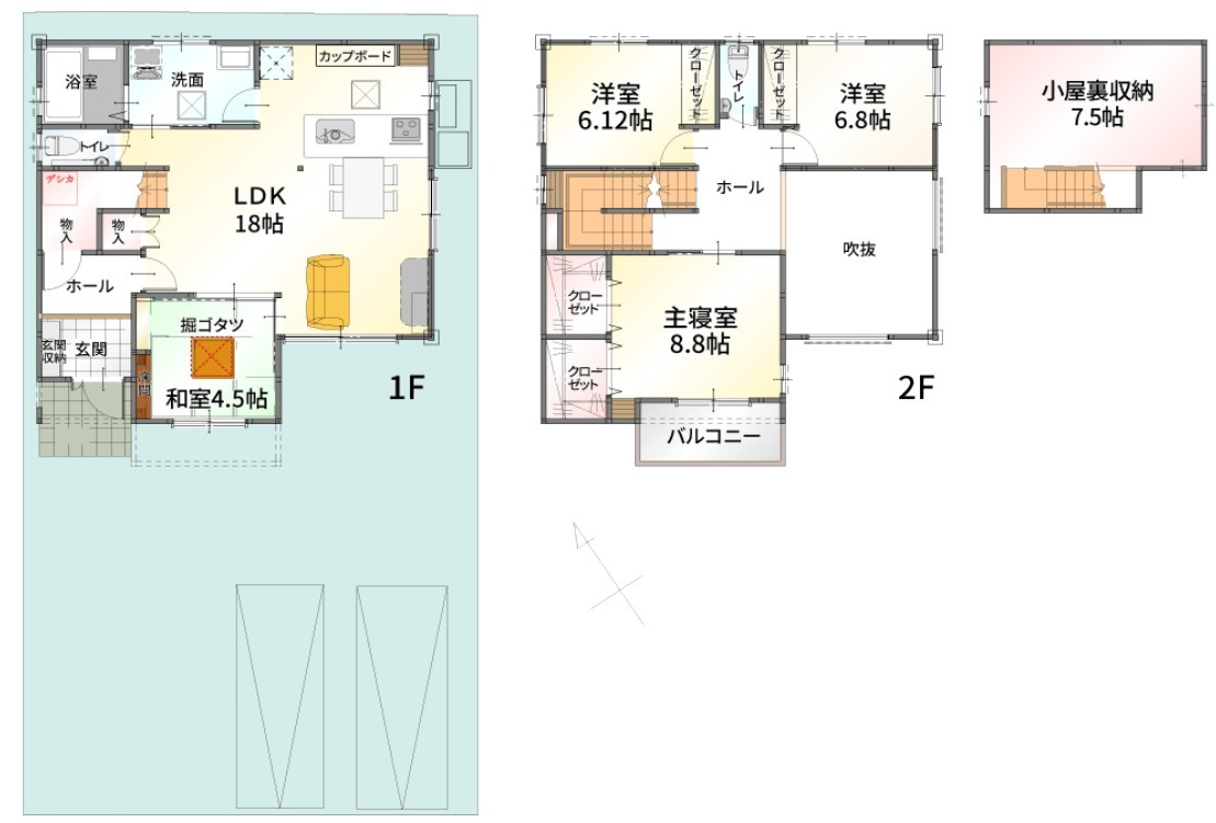守山市小島町5号棟　新築戸建ての間取り