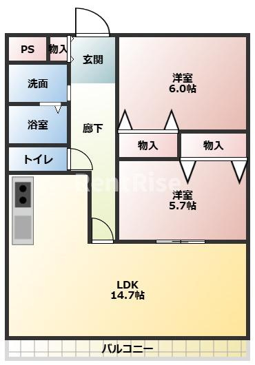 ハイツオレンジA棟の間取り