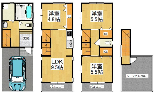 【間取り】 | 堺市東区北野田215-11貸家