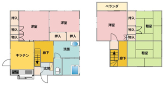 【間取り】 | 三ツ寺町中古 | 5DKのお家になります。