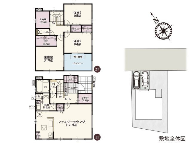 【区画図】 | 前面道路は6.0mなので、お車の出し入れもラクラクです。周辺は住宅地が多く、落ち着いて過ごせそうですね。