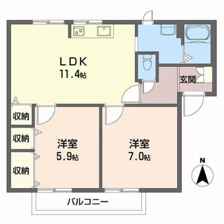【間取り】 | エスパディ B棟 | 2LDK