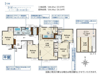 【間取り】 | ブルーミングガーデン宇都宮市花房1丁目　1号棟 | 全室南向きで陽当たりの良い間取りです