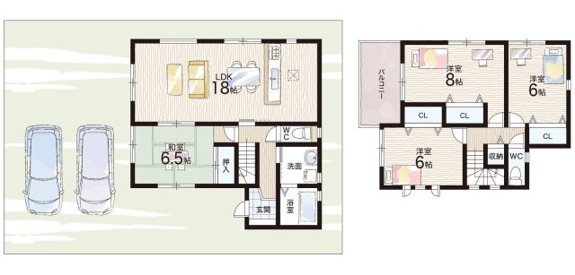 八尾市山本町北　第6期　新築一戸建ての間取り