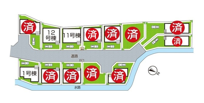 枚方市長尾家具町　第11期　新築一戸建ての区画図|全13区画