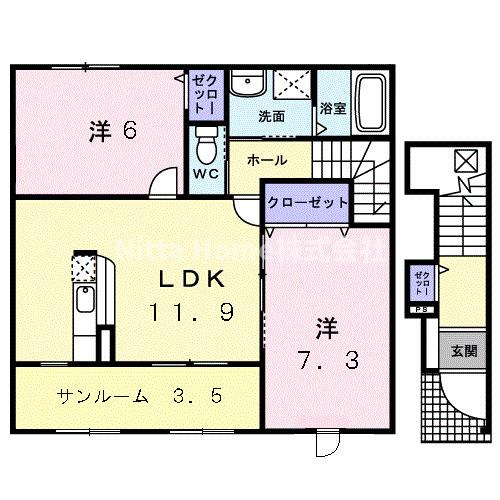 フレスケッツァの間取り|カウンターキッチンを採用した２ＬＤＫのお部屋☆彡