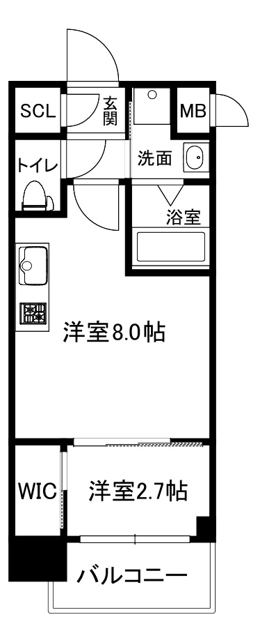 大阪市中央区博労町１丁目の賃貸マンションの間取り