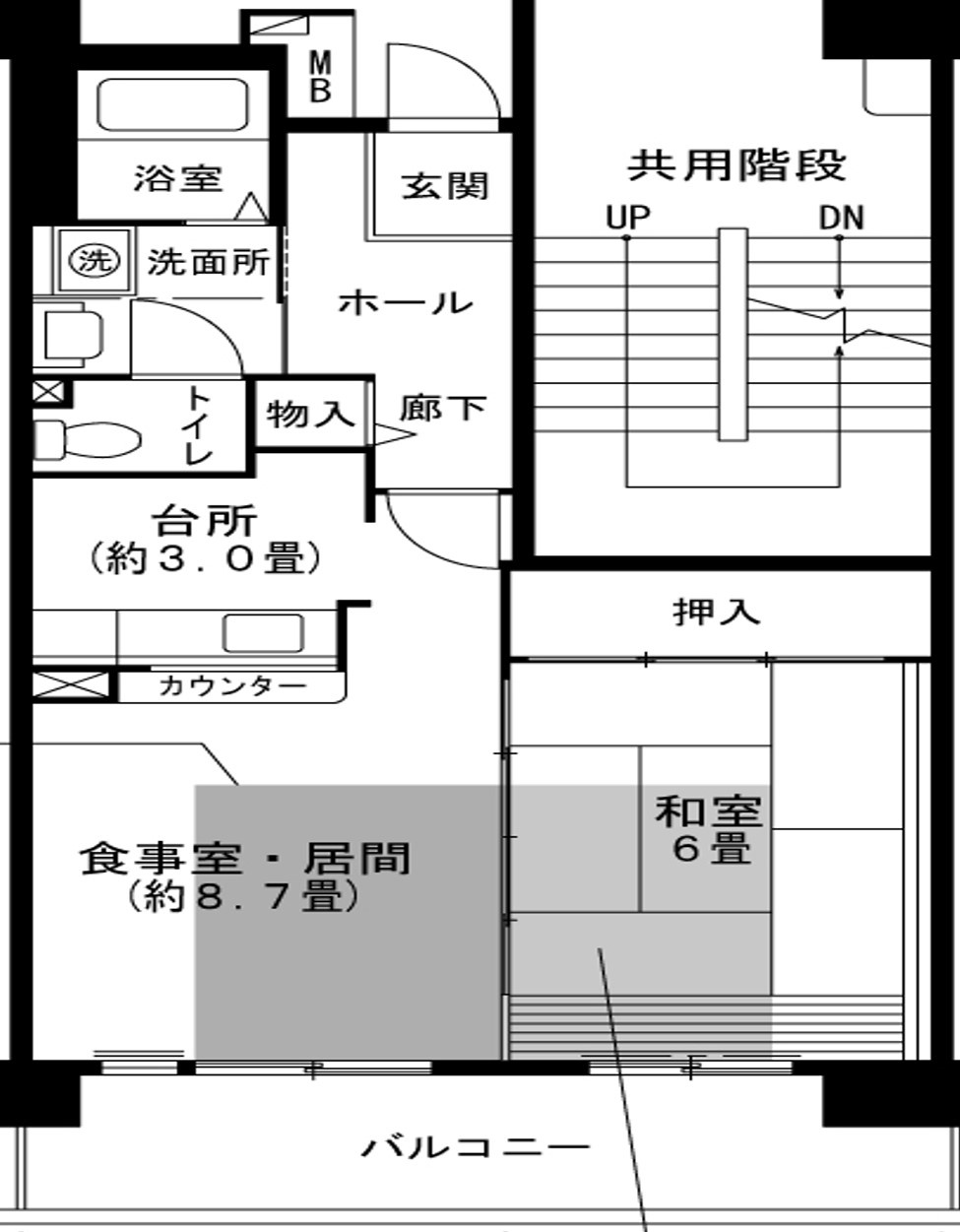 ルネシティ脇浜町第2　１ＬＤＫの間取り