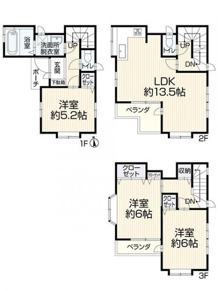 横浜市栄区中野町　中古戸建の間取り