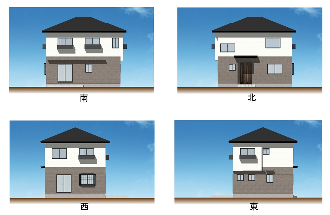 【中古】郡山市台新２丁目　　　　開成小学校、郡山第１中学校の外観パース|立面図