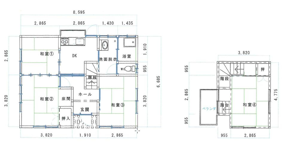 都城市上長飯町の中古一戸建の間取り